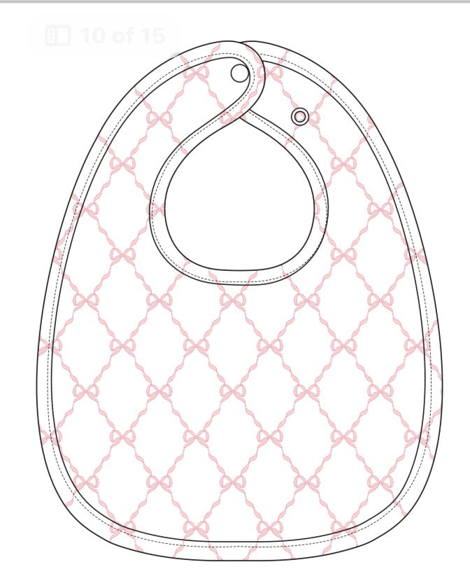 Pink Bow Trellis Baby Bib