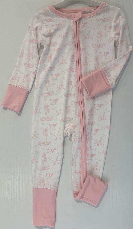 Pink Western Convertible Romper Onesie (9–18 Months)