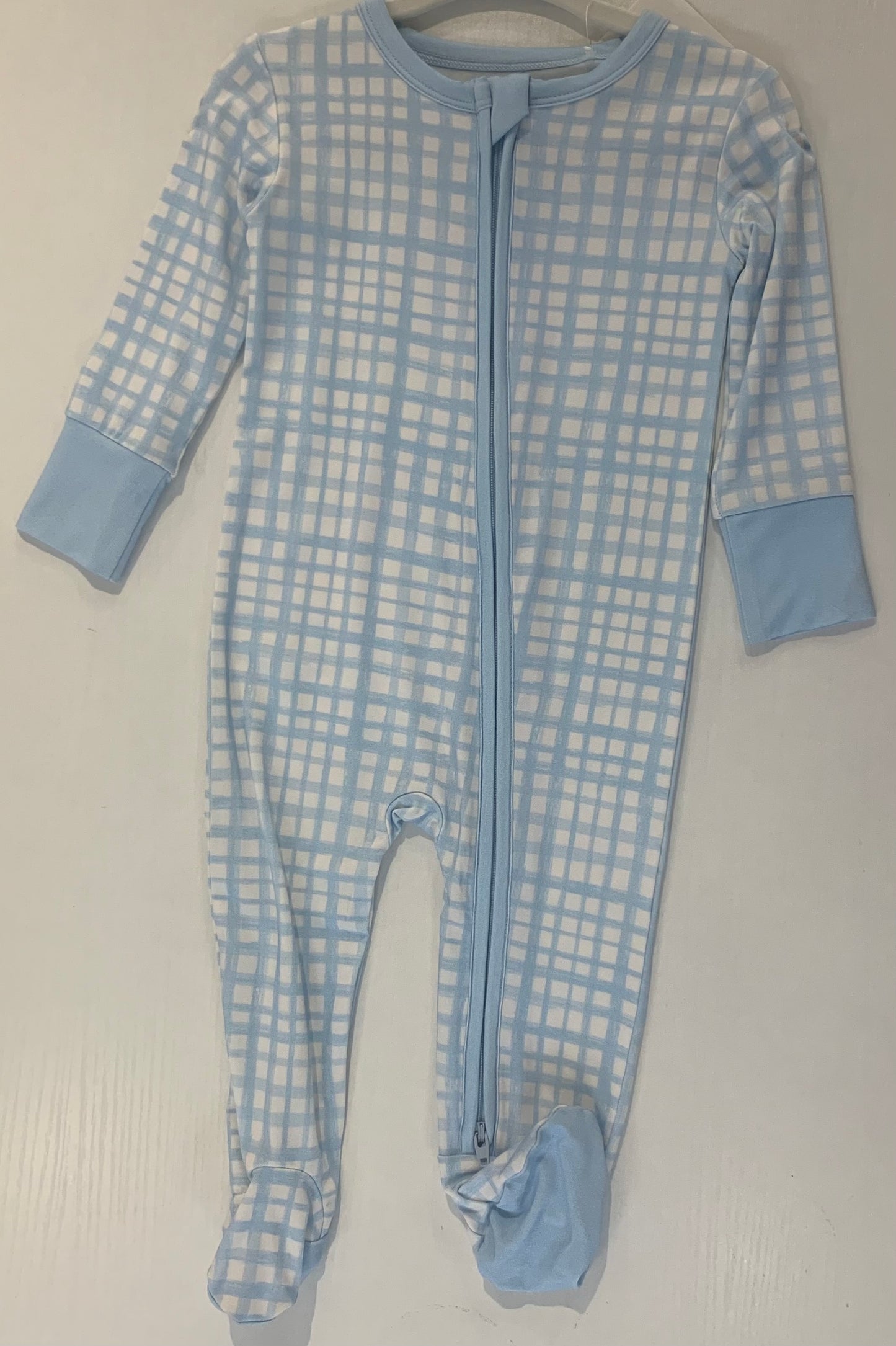 Blue Plaid Footie Romper (3–12 Months)