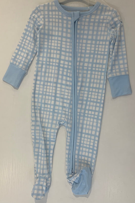 Blue Plaid Footie Romper (3–12 Months)