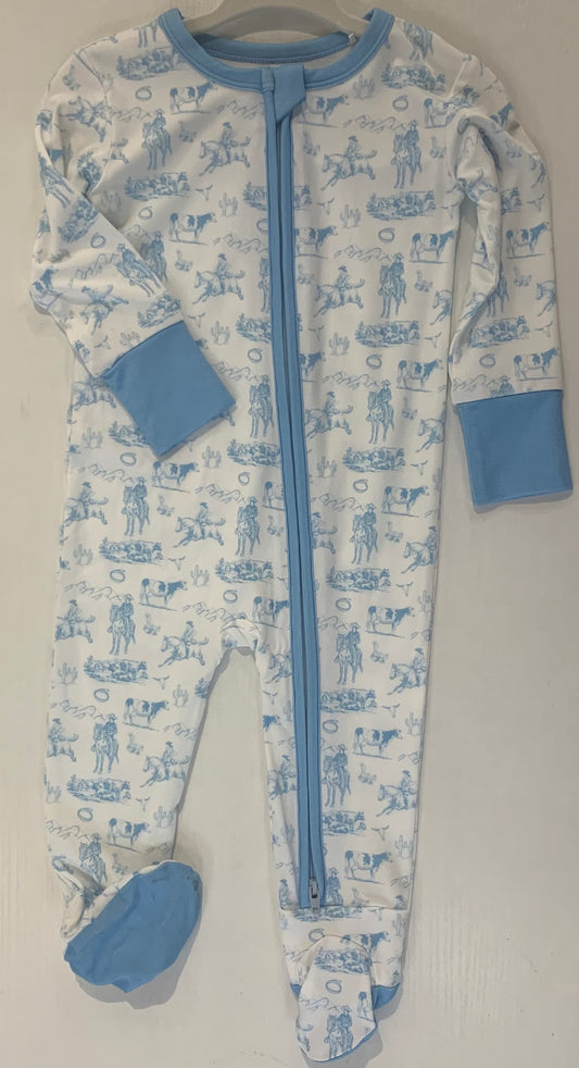 Blue Western Footie Romper (3–12 Months)
