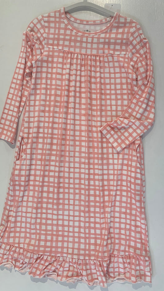 Pink Plaid Girls Lounger Gown (2T to 8 Years)