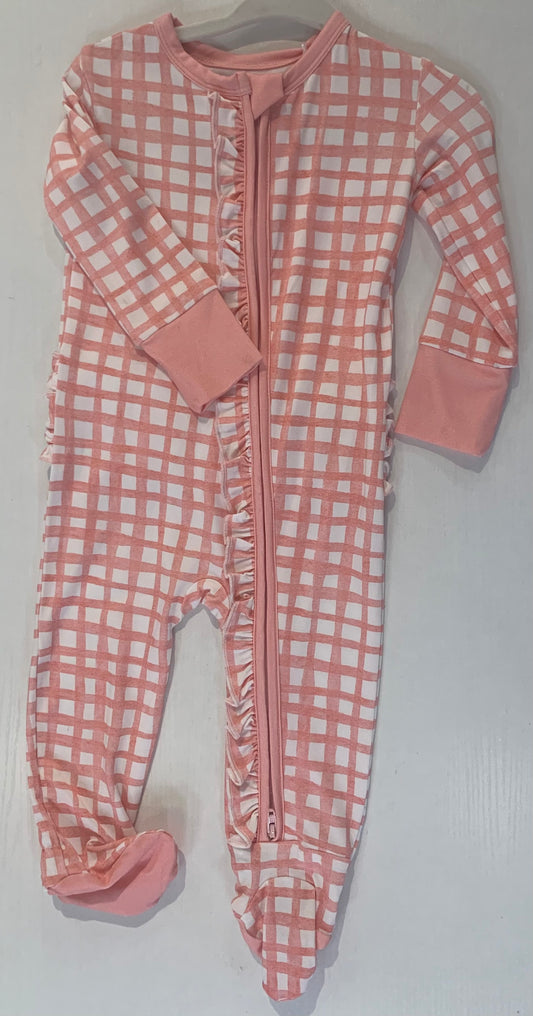 Pink Plaid Footie Romper (3–12 Months)