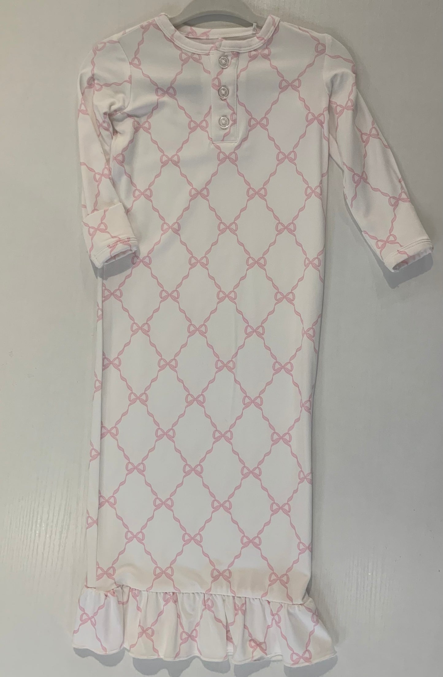 Pink Bow Trellis Infant Gown (Newborn & 3 Months)
