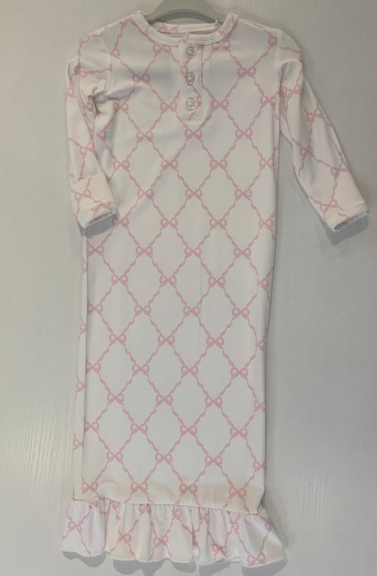 Pink Bow Trellis Infant Gown (Newborn & 3 Months)