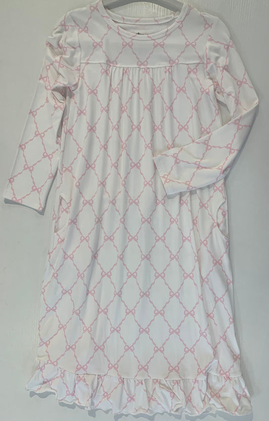 Pink Bow Trellis Girls Lounger Gown (2T to 8 Years)