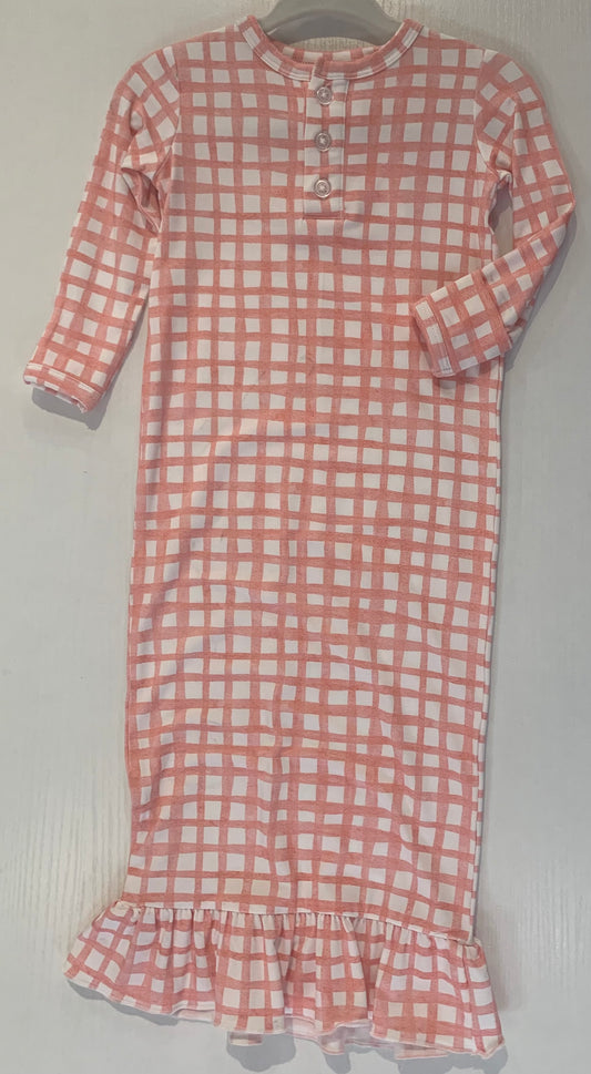 Pink Plaid Infant Gown (Newborn & 3 Months)