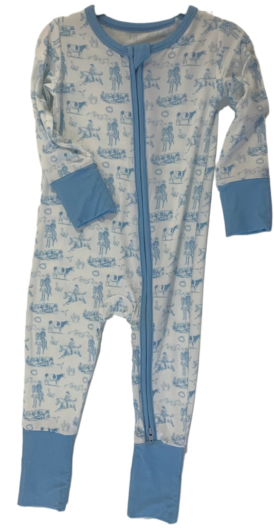 Blue Western Convertible Romper Onesie (9–18 Months)
