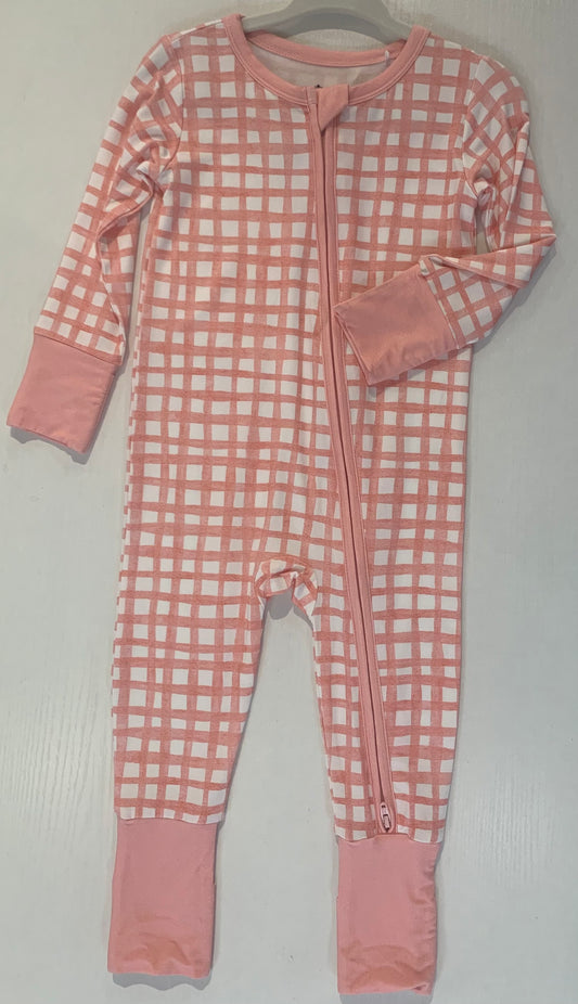 Pink Plaid Convertible Romper Onesie (9–18 Months)