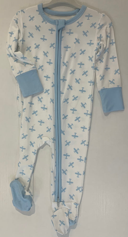Blue Airplane Footie Romper (3–12 Months)