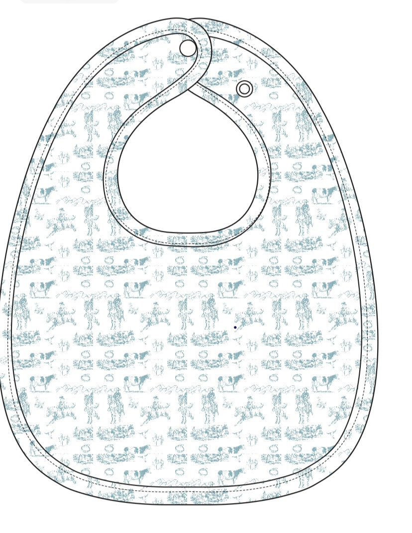 Blue Western Baby Bib