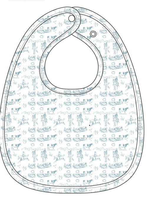 Blue Western Baby Bib
