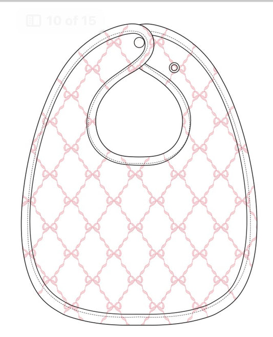 Pink Bow Trellis Baby Bib