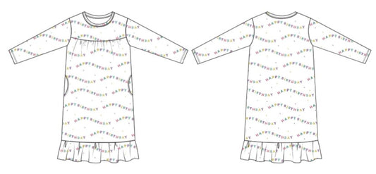 Happy Birthday Girls Lounger Gown (2T to 8 Years)