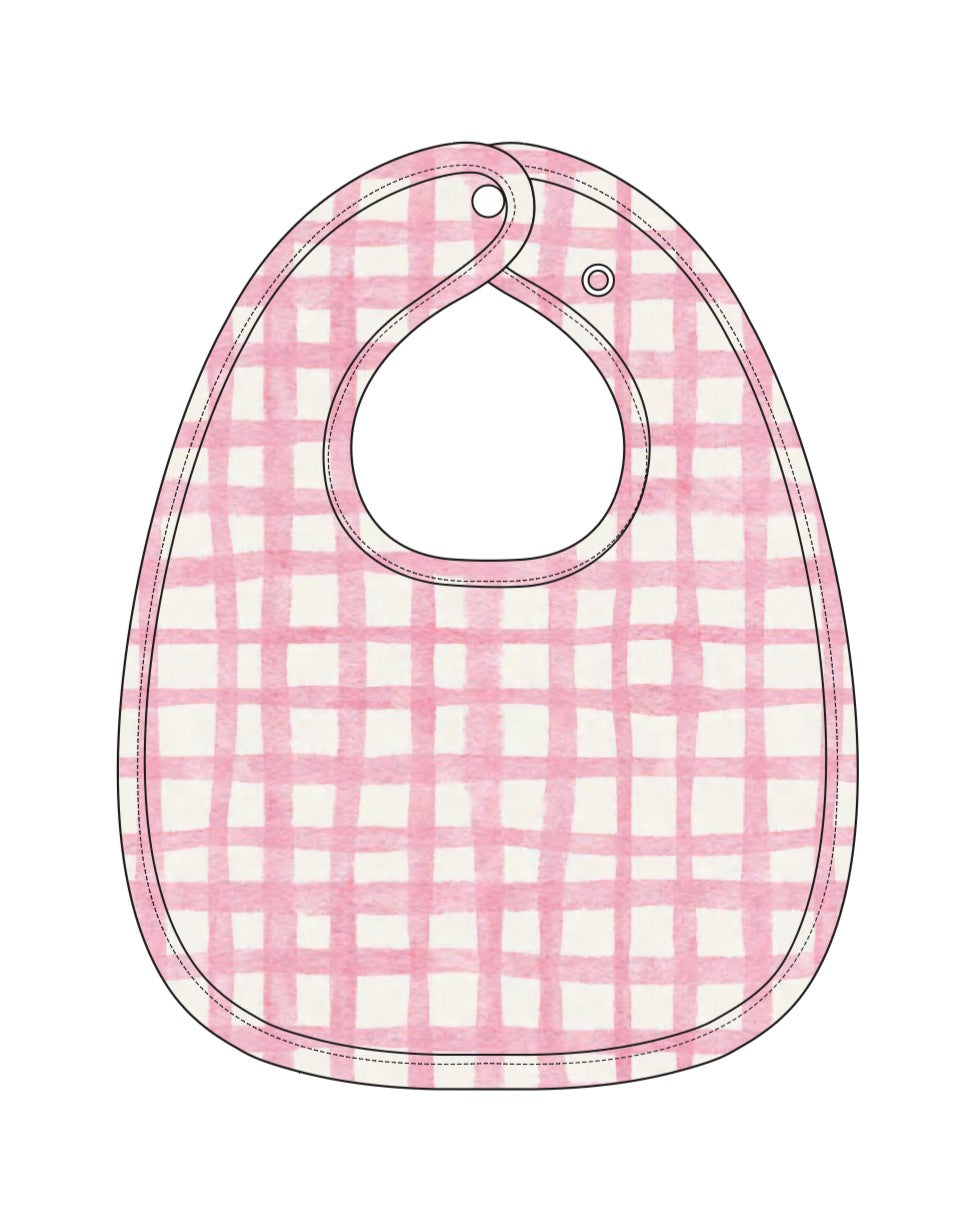 Pink Plaid Baby Bib